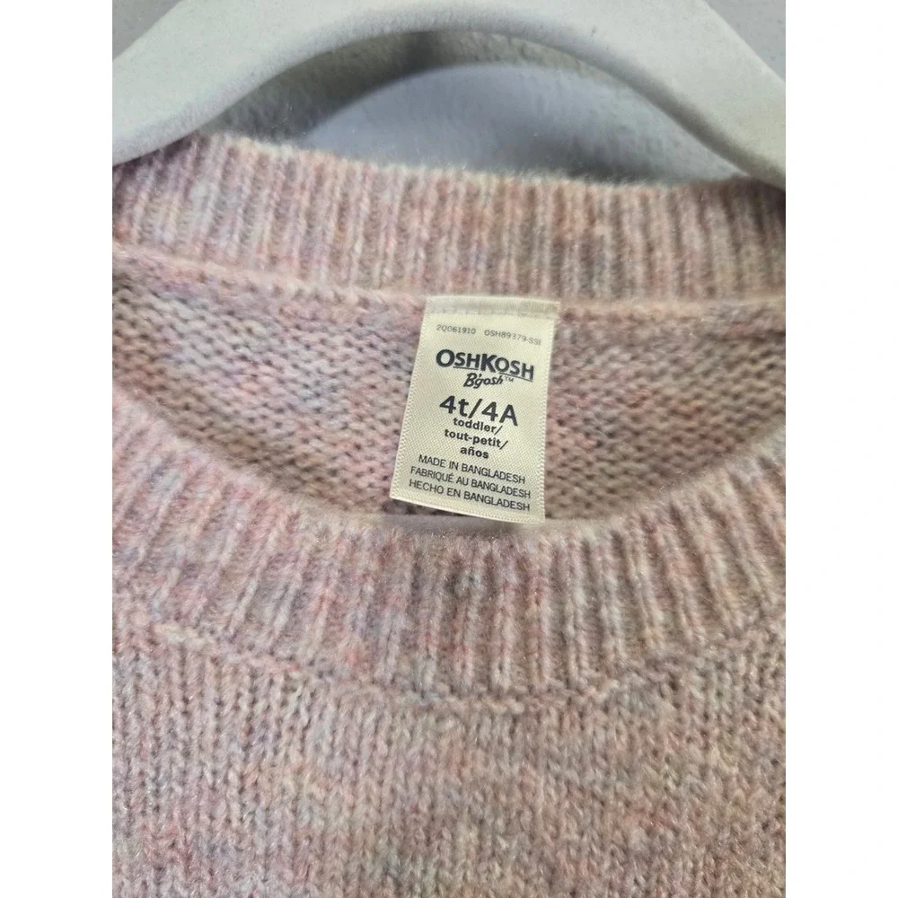 OshKosh B'gosh Ruffle Shoulder Marled Knit Long Sleeve Sweater Dress 4t/4A